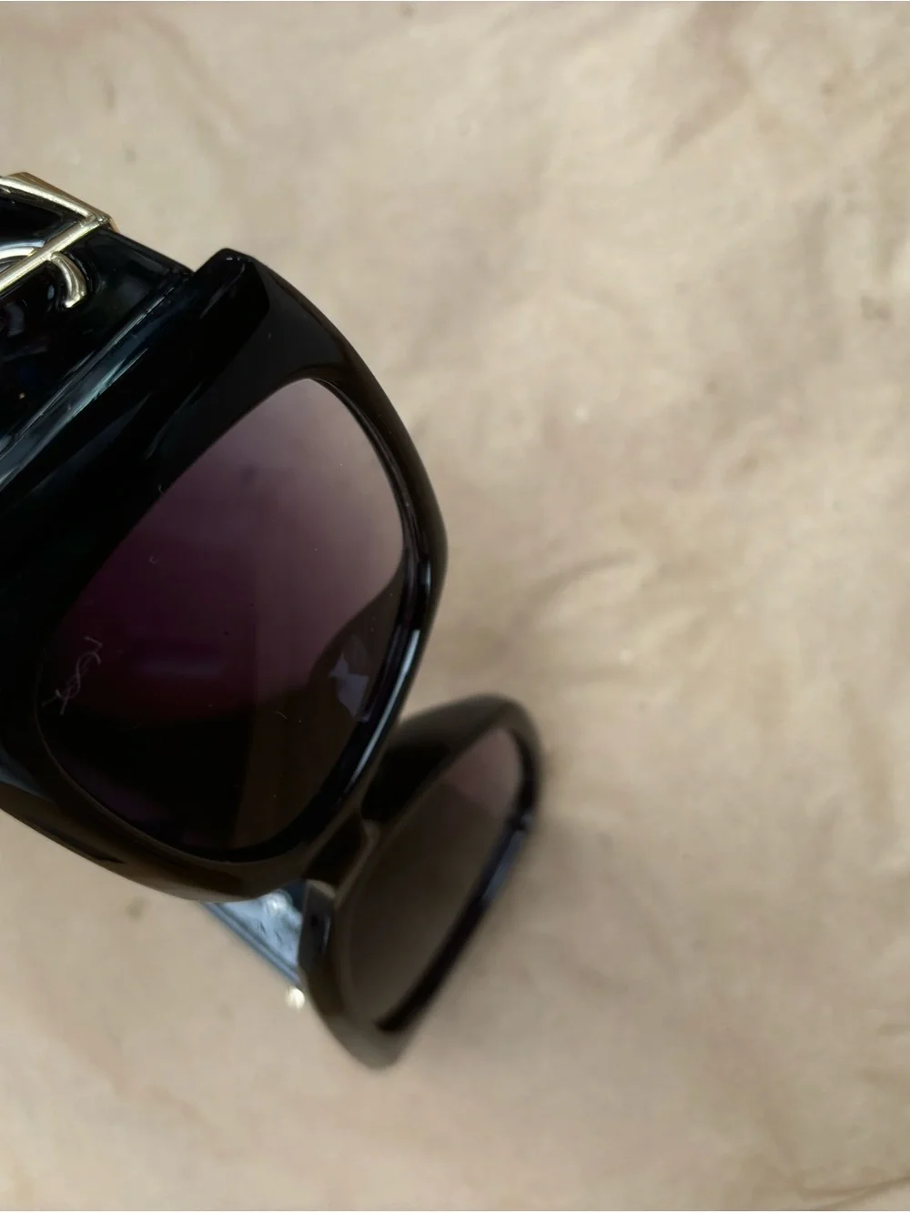 Yves Saint Laurent Black Sunglasses with Gold Hardware